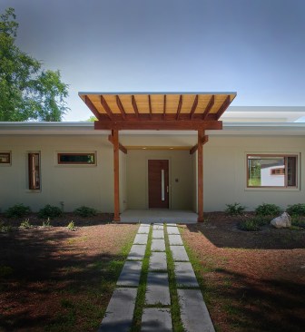 The main entrance and front elevation.