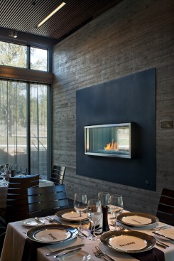 Dining Lab with Indoor-Outdoor Fireplace