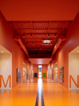 Pumpkin orange classroom corridor