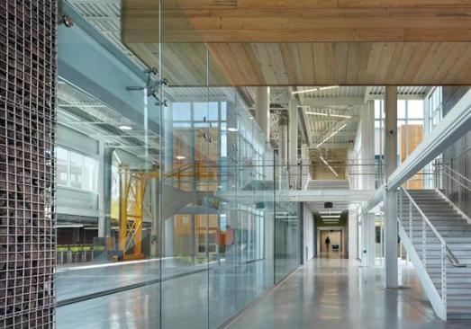 Public space with view to labs