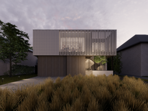 A Houston home now under construction, with the main floor set high above a floodplain, among other resiliency features, by Alterstudio.