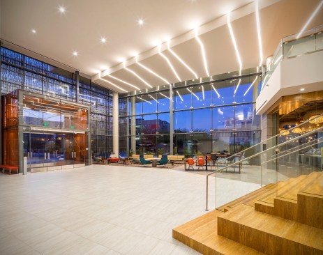 The inner atrium, lower plaza’s, upper balconies and rooftop gardens provide students and faculty alike with opportunities for daily serendipitous’ encounters, places to study as groups or individually, to entertain or just relax.