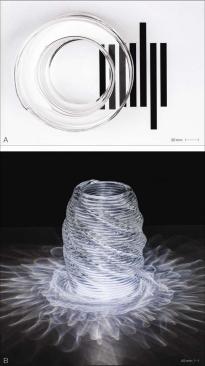 The printed objects can be: (A) polished to have a high degree of transparency; or (B) left with their printed texture to create complex caustic patterns when illuminated.