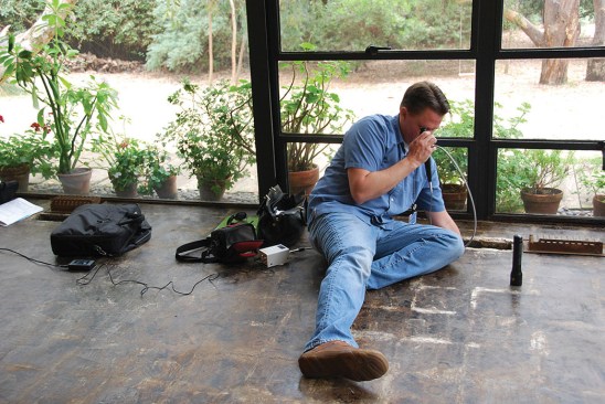 GCI laboratory manager David Carson conducting&nbsp;a heating duct investigation in the Eames House