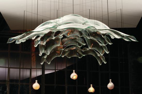 “Glass Cast,” exhibited at the University of Michigan's Taubman College of Architecture and Urban Planning, was fabricated using digital technology and glass-blowing methods.