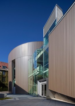 Exterior view from southeast, showing Assembly Hall volume