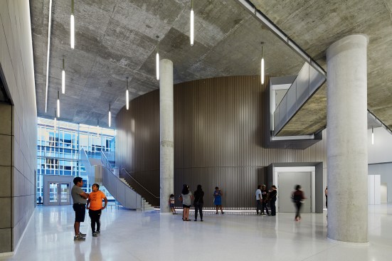 Lobby, with round Assembly Hall volume at center