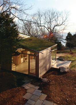 A play on traditional New
 England sheds, the Guilford Cottage typifies Gray Organschi’s talent 
for turning site constraints into a cool architectural idea.
