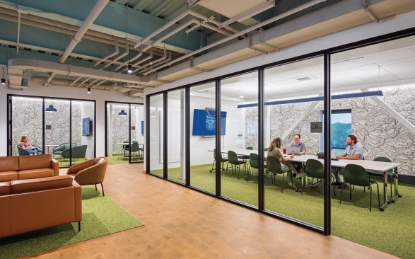 Small and large collaboration spaces provide flexibility for student meetings.