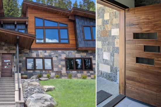 3-lite flush entry door in Breckenridge, Colorado. Photo courtesy Sun Mountain Doors.