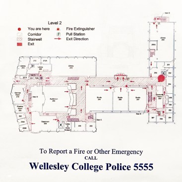 Escape plan of the Jewett Art Center, Wellseley College, by Paul Rudolph.