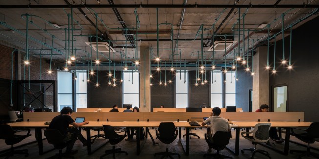 Upper-level co-working space