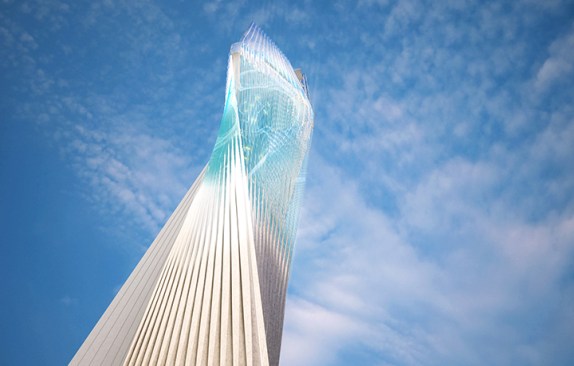 A rendering of the Miami Innovation Tower at&nbsp;1031 NW First Ave., that would display ads and media.