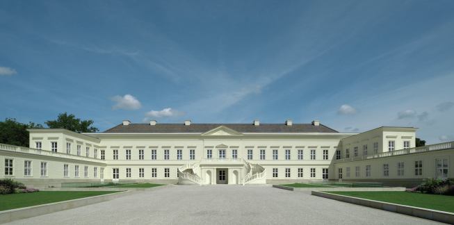 The courtyard of the reconstructed schloss.