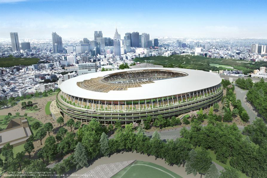 Kengo Kuma's winning design for the New National Stadium in Tokyo.