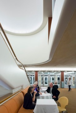 A detail from the lobby. The sectional seating was designed by Eero Saarinen and Charles Eames.