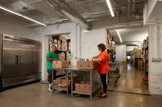 Dry storage area next to industrial refrigerators
