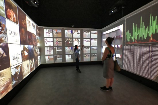 Memo Atken’s Learning to See, an immersive installation demonstrating three phases of machine learning.