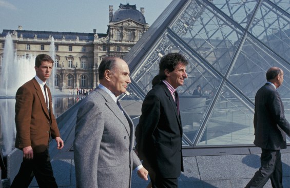 Francois Mitterand at the pyramid opening on March 29, 1989