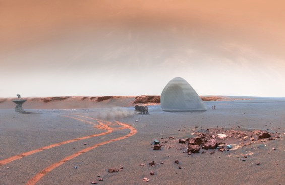 A
transparent exterior ETFE membrane prevents the 3D-printed ice shells from
sublimating into the Martian atmosphere.