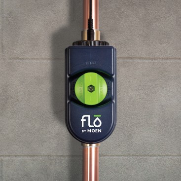 Flo by Moen calculates water pressure, flow rate, and temperature within your home’s water supply system while using AI to differentiate normal water use from abnormal use. This enables the device to monitor and help detect water leaks and other vulnerabilities. (Moen Design Center, Suite 135)