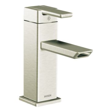 Moen. 90° faucets feature a minimalist design highlighted with sharp geometric angles. A single-handle, single-hole mount style and a two-handle wide-spread style are available. The flow-optimized lavatory faucets are WaterSense certified, operating at 1.5 gpm. They come in brushed nickel or chrome. All single-handle faucets in the collection also feature the maker’s 1255 Duralast ceramic-disc cartridge for smooth operation and durability. 800.289.6636. www.moen.com. Booth #W1901.