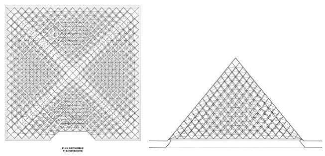 Louvre pyramid structure drawing