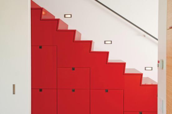 Residential Architect  2012 RADA&nbsp;  Chuckanut Ridge, Bow, Wash.  architectural detail / merit    The design of the Chuckanut Ridge stair is based on traditional Japanese tansu step chests.