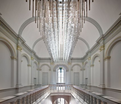 Leo Villareal’s LED light sculpture in the stair foyer of the Renwick Gallery. It is one of the installations that was part of the museum’s reopening exhibit, “Wonder.”