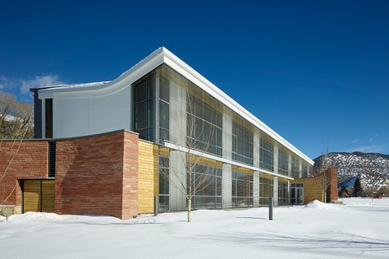 The south-facing expanse of windows