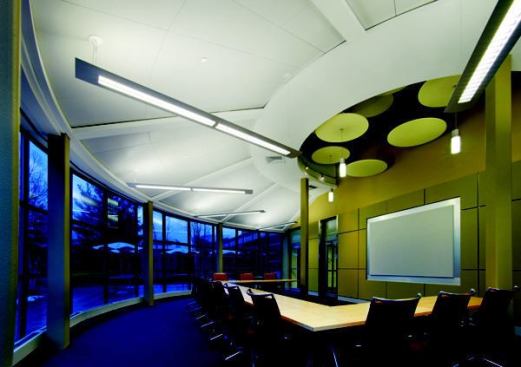 Product: METALWORKS™ Radial Custom Ceiling, SOUNDSCAPES&reg; Shapes Acoustical Clouds, and Custom SOUNDSOAK&reg; Walls 
&nbsp; 
Project: Pharmaceutical Research Institute, Andover, MA 
&nbsp; 
Architect: MoharDesign LLC, Somerville, MA