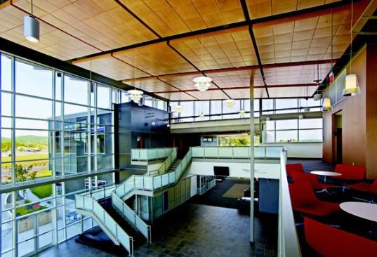 Product: METALWORKS™ Vector&reg; Clouds Extra Microperforated in Effects™ Wood Looks Maple with Effects Maple trim 
&nbsp; 
Project: Adena’s PACCAR Medical Education Center, Chillicothe, OH 
&nbsp; 
Architect: DesignGroup, Columbus, OH