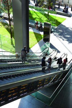 View down the escalators into the public space at TheLeadenhall Building