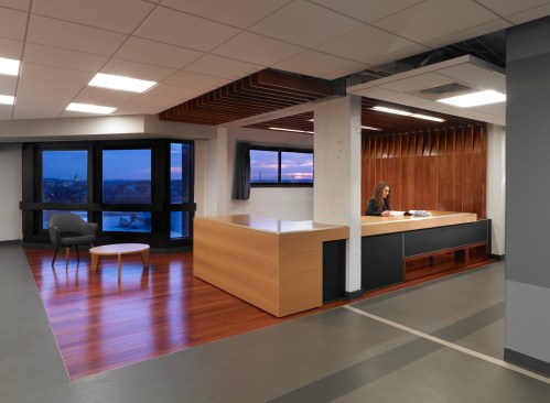 The study area in Benson Hall has the same millwork detail as in other areas. The repetition of architectural elements within a space encourages visual realignment.