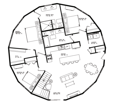 Chesapeake A floor plan with stairs: 3 bedroom / 2 bath, 1,496 heated sq. ft.&nbsp;