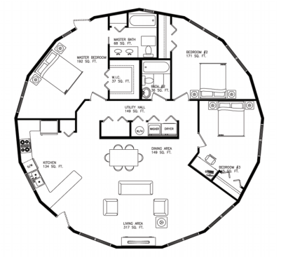 Chesapeake C floor plan: 3 bedroom / 2 bath, 1,496 sq. ft.