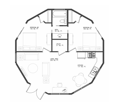 Camden B floor plan: 2 bedroom / 1 bath, 746 heated sq. ft.&nbsp;