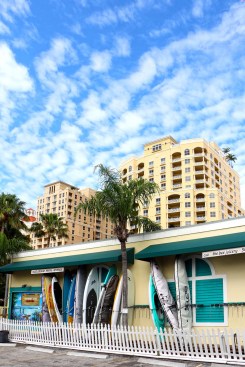 ER Bradley’s parking lot on Datura Street between Flagler Avenue and Narcissus Avenue supports local surf businesses.
