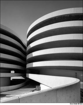 Skidmore, Owings & Merrill  Photographer: Ezra Stoller &copy; Esto  Customers enter and exit the store via helical ramps in these twin cylindrical structures.