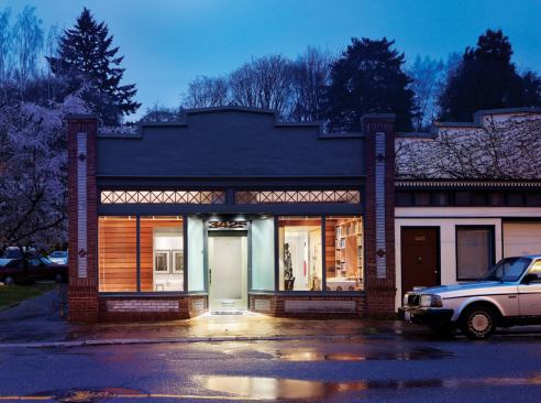An exterior view of the building.