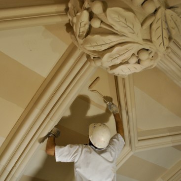 Works paint the interior plaster.