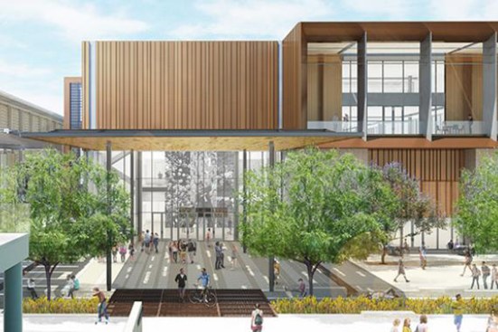 Rendering of the Student Pavilion at the Arizona State University in Tempe.