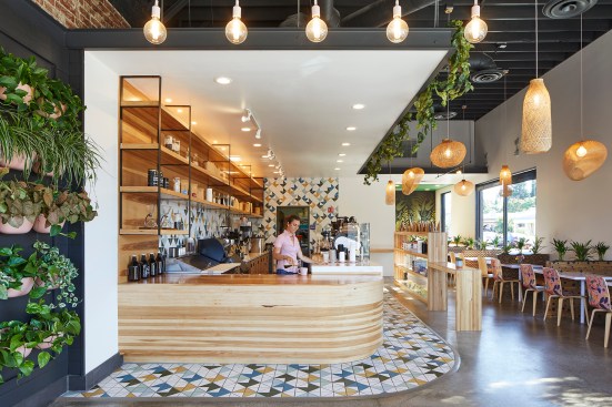 For this Voyager Craft Coffee outpost in Santa Clara, Calif., Studio BANAA incorporated nautical design motifs