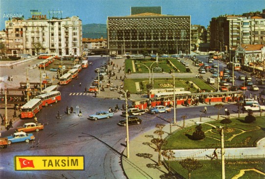 Taksim Square and the original Istanbul Culture Palace circa 1970.