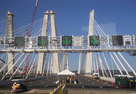 One of the eight overhead gantries that will alert motorists via message.
