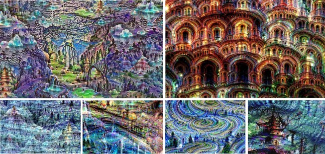 Fantastical images, or "dreams," generated iteratively from random noise data using an artificial neural network&nbsp;trained to recognize places that was&nbsp;developed by&nbsp;MIT's Computer Science and Artificial Intelligence Laboratory.