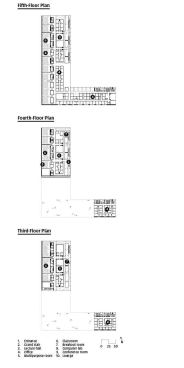 Flloor plans for levels three through five.