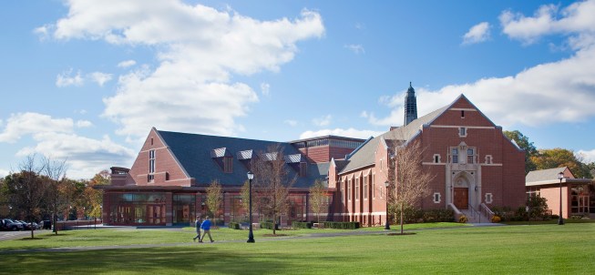 Thayer’s Center for the Arts (left) and Frothingham Hall&nbsp;