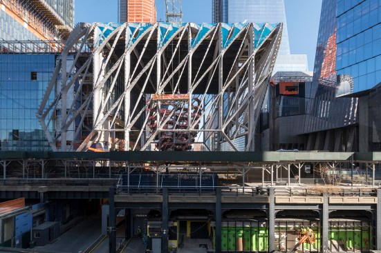 The Shed under construction, as seen from the south in February 2018.
