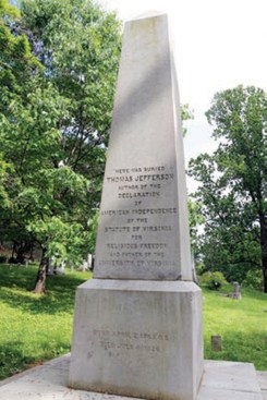 Thomas Jefferson's grave in Monticello, Va.